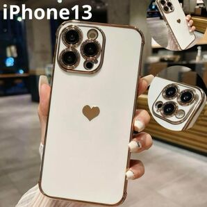 iPhone13 スマホケース カバー ハート 白 かわいい