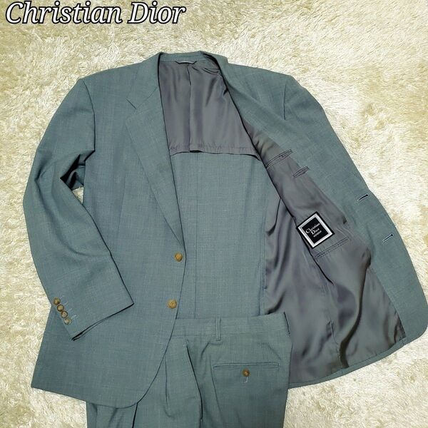 美品 Christian Dior スーツ セットアップ 背抜き リネン 緑 L ビジネス