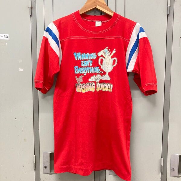 70s-80s sportwear Tシャツ usa製 ラメプリント フットボールT カットソー