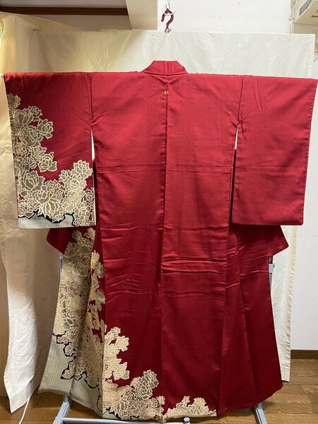 A 付け下げ ウール 縫紋 金糸 銀糸 薔薇 舞台 衣装 和服 和物 和装 和風 レトロ アンティーク リメイク