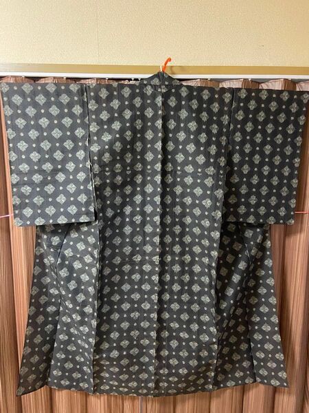 A 小紋(夏用)紗 単衣 正絹 着物 黒地 和装 和風 和物 和服