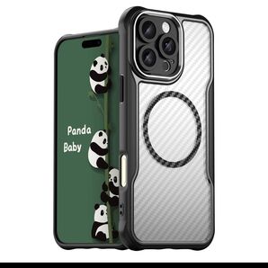 Panda Baby iPhone 16 Pro Maxケース MagSafe対応 半透明カバー 薄型 耐衝撃バンパー マット質感