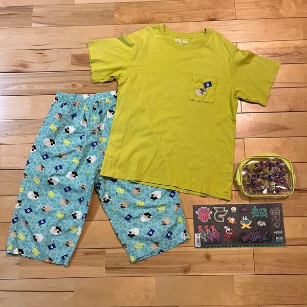 スプラトゥーン3 ユニクロ UNIQLO UT Tシャツ リラコ ステテコ 150 ポーチとステッカー付き