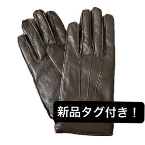 新品タグ付き カシミヤ混 レザー手袋