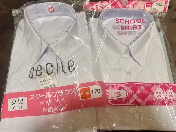特大170サイズ未使用女子スクールブラウス半袖2枚セット