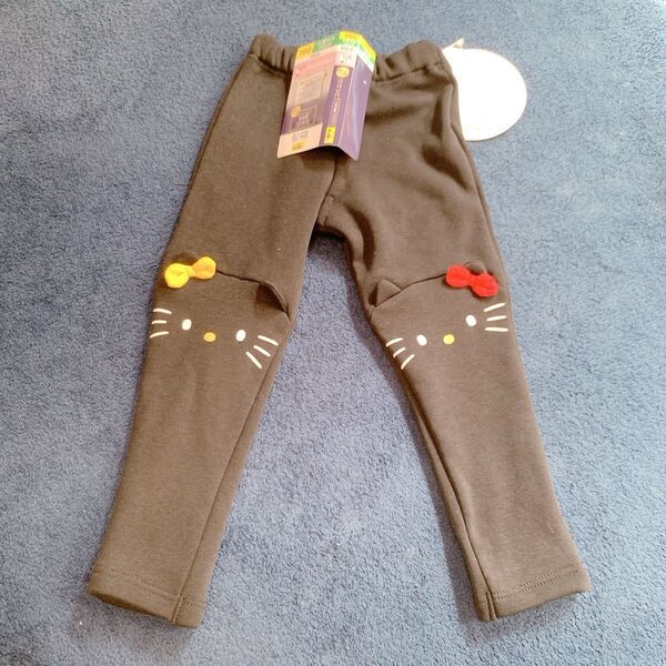 ハローキティ HELLO KITTY 100 レギンス 子供 キッズ 裏起毛 パンツ ブラック 黒