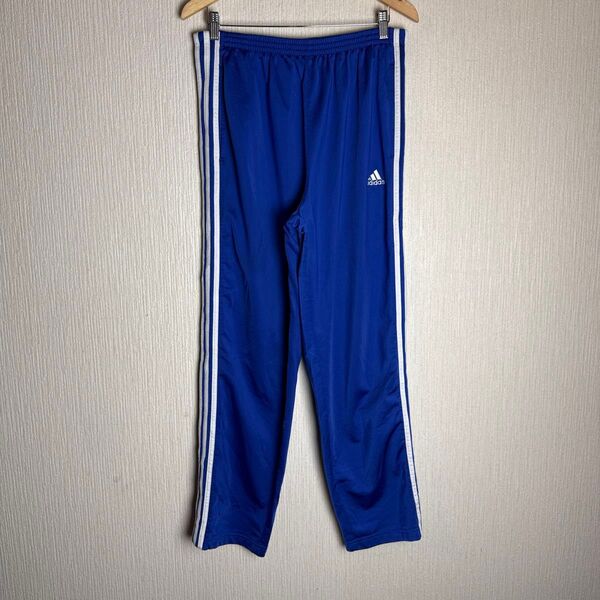 90s adidas アディダス 青タグ トラックパンツ サイドオープン 裏起毛 古着 ブルー VINTAGE