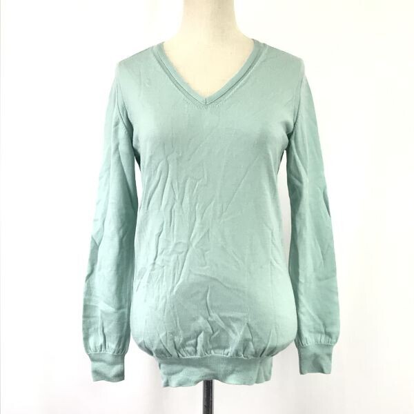 美品★イネド/INED de base★ウール100%/Vネックセーター【9/レディースM/ミントグリーン/mint green】Tops/Shirts/Sweater◆BH949