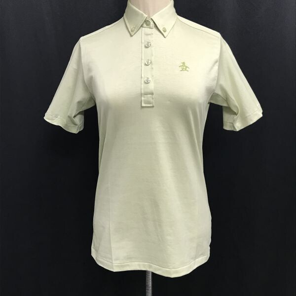 美品/90s/Vintage★マンシングウェア/Munsingwear★半袖ポロシャツ【レディースM/ライトグリーン】ゴルフウェア/ボタンダウン/Tops◆TBH964