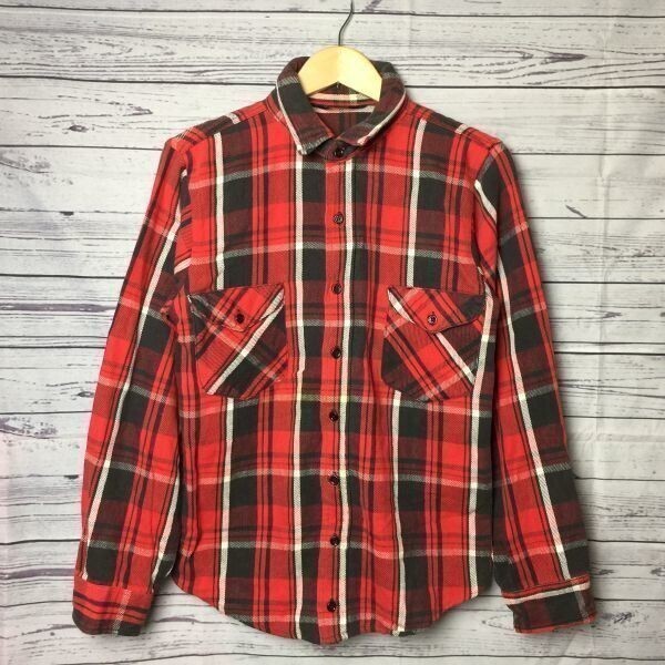 80s-90s/ビンテージ★OSH KOSH★ヘビーフランネルシャツ【メンズM/赤×黒×白】スクエアチェック/オシュコシュ◆BA25-A1