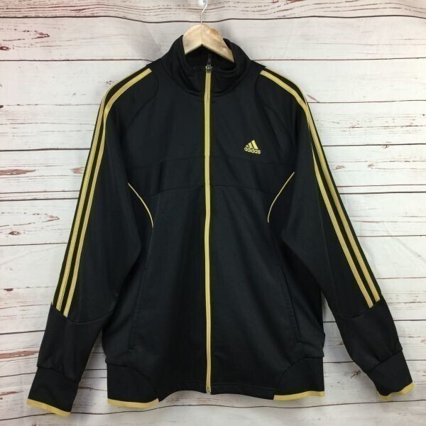 adidas★フルジップ/トラックジャケット【S/黒】3ストライプス/アディダス/訳有り特価◆i24-04