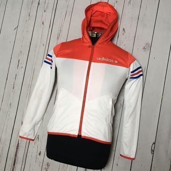 ★adidas/アディダス★ウインドブレーカー/パーカー【S】フルジップ/軽量/ホワイト×レッド◆L61