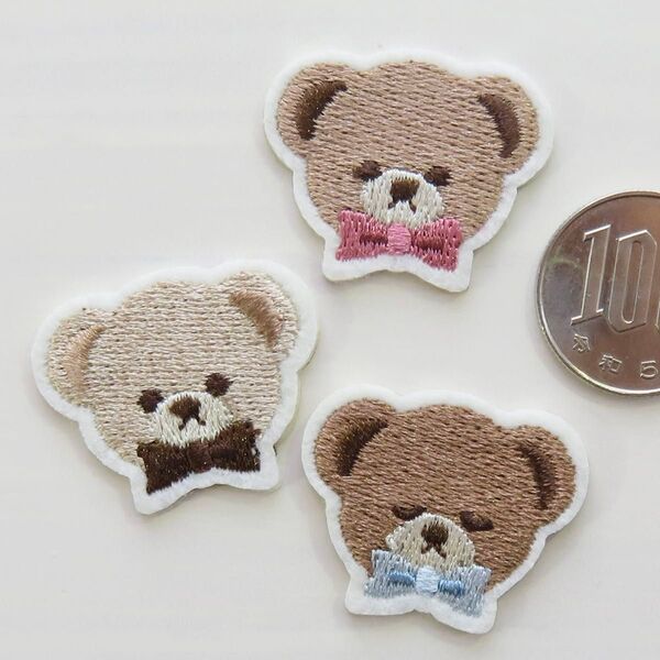 【3種セット】くま 刺繍 アイロン ワッペン アップリケ ベアー 2515 手芸用品 アレンジ patch