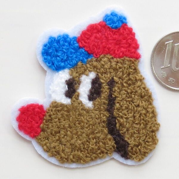 もこもこ わんこ アイロン ワッペン アップリケ パイル 犬 コミック風 手芸用品 アレンジ patch キャラクター mk-86
