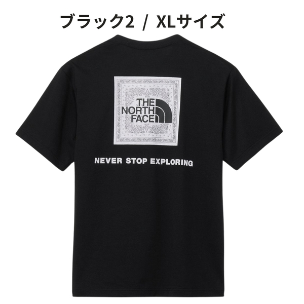 即決☆ノースフェイス バンダナ スクエア 半袖Tシャツ K/XLサイズ ブラック 黒 速乾 バンダナ スクエア ロゴ