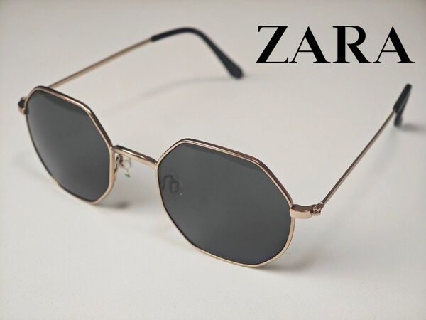 ZARA オクタゴン グレー ゴールド サングラス 48□21 143mm