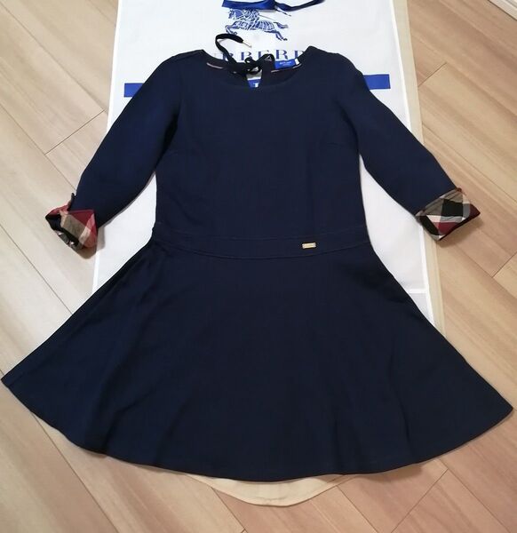 ブルーレーベル クレストブリッジ CRESTBRIDGE ワンピース ネイビー 七分袖
