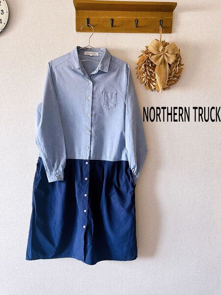 NORTHERN TRUCK ワンピース 長袖 シャツ 切替 チュニック シャツワンピース コットン
