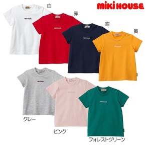 即決です！【ミキハウス】新品未使用♪130cm 125cm～135cm mikihouse ロゴ刺しゅう入り半袖Ｔシャツ 子供服 女の子 日本製 カラー：ピンク