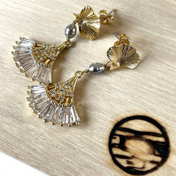 極美品◇monshiro ginkgo bijoux pierce ピアス ヴィンテージ