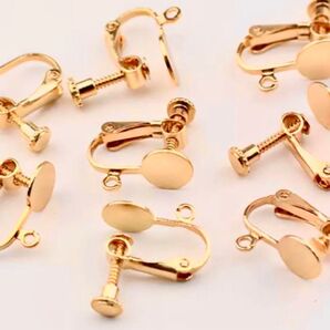 イヤリング パーツ ゴールド20個 (平皿タイプ:8mm) 退色防止アクセサリー