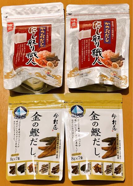 だし取り職人かつおだし10g×10p、 今村屋金の鰹だし8g×7p 各2袋
