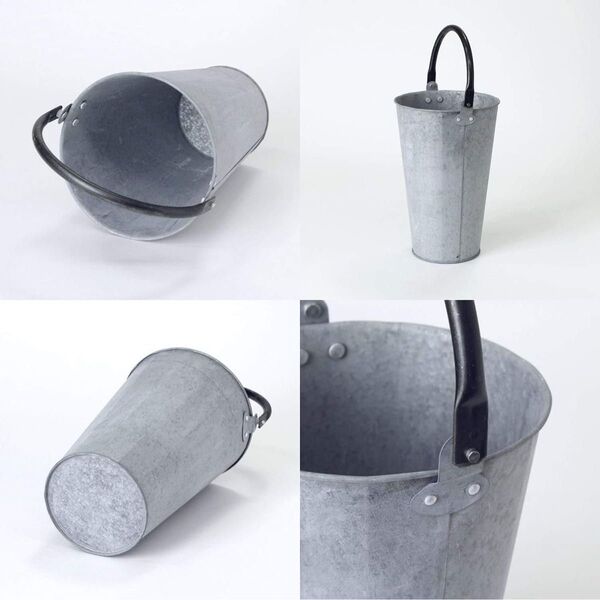 スパイス(Spice) ブリキ フラワーバケツ NORMANDIE Mサイズ シルバー 高さ25cm直径16cm