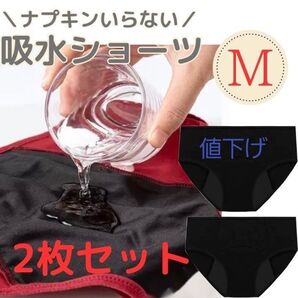 ★サニタリーショーツ 2枚セット 吸水ショーツ ブラック M