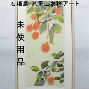 【未使用・美品】絵画 友禅アート 南国 自然 風景画 手描き友禅作家ネイ「南洋果実ランブータン」