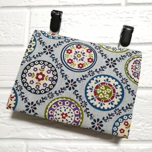 ★オーダーメイド★ブルー ポーリッシュポタリー ☆ クリップ付 ☆ 移動ポケット ☆ ハンドメイド