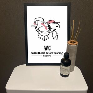 トイレの蓋を閉めてから流してください★A4マナーポスター★スヌーピー