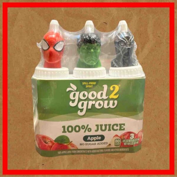 good 2 grow グッドトゥーグロー 100%アップル りんご ジュース 3本 スパイダーマン ハルク ブラックパンサー