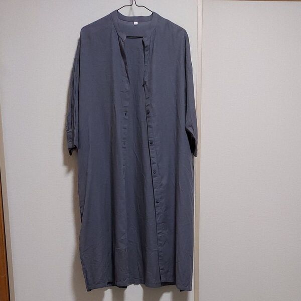 シャツワンピース、ロングシャツ七分袖