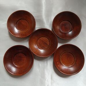 煎茶道具 木製 径7.5cmの小さな茶托5枚セット
