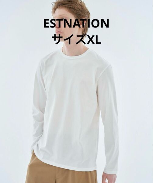 ESTNATION 白 クルーネック 長袖シャツ XL