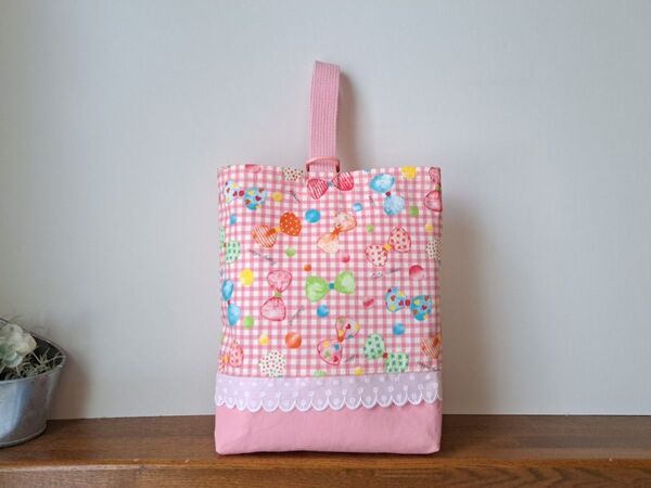 上靴入れ★23cm×27cm★ピンク★入園入学★ シューズケース★リボン