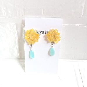 紫陽花と天然石ピアス、イヤリング
