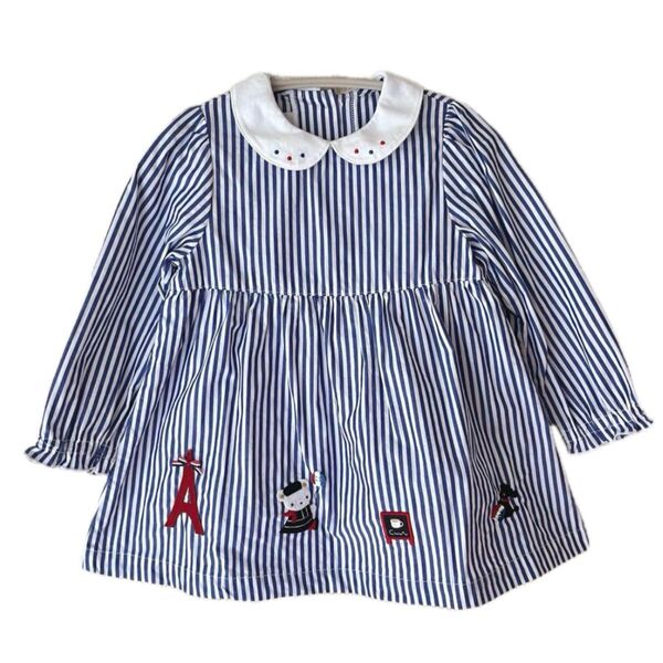美品 ファミリア チュニック ブラウス ストライプ 90