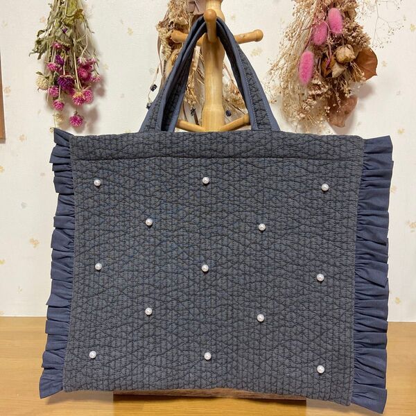 韓国 ハンドメイド イブル ヌビバッグ フリル付きレッスンバッグ