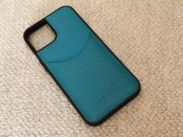 iPhone13 ケース レザー シアン HANATORA