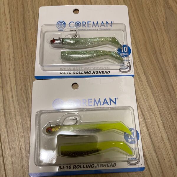 コアマン (Coreman) RJ-10 ローリングジグヘッド #063 ゴールドヘッド/チャートベイト、沖堤イワシのセット
