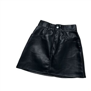 【美品】Heather ブラック フェイクレザー ミニスカート ウエストゴム