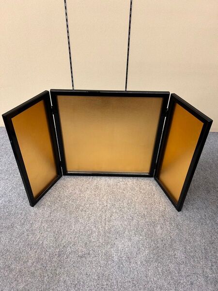 金屏風 15号 三曲 安芸の金箔 高さ45cm 五月人形 鎧 金屏風 金沢箔