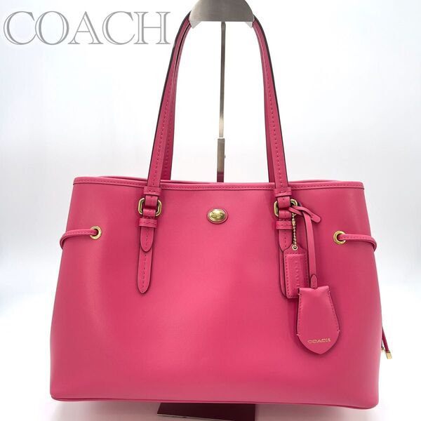 COACH コーチ ペイトンドローストリングキャリーオール トートバッグ ハンドバッグ ペイトンレザー ピンク ゴールド金具