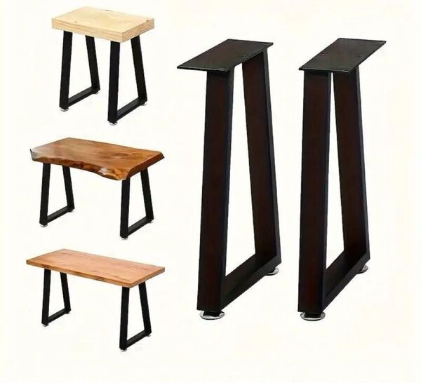 DIY テーブル脚 2本セット高さ40cm アイアン脚 黒 ブラック スチール サイドテーブル ローテーブル 家具