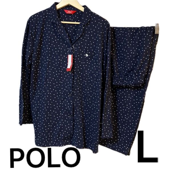 POLO メンズ パジャマ Lサイズ ネイビー ドット柄 新品