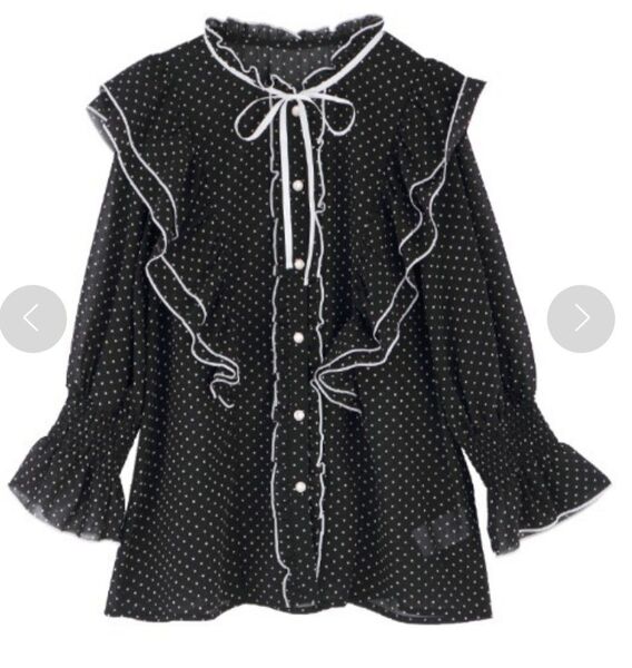 タグ付き!axes femme POETIQUE ドット配色リボンフリルブラウス
