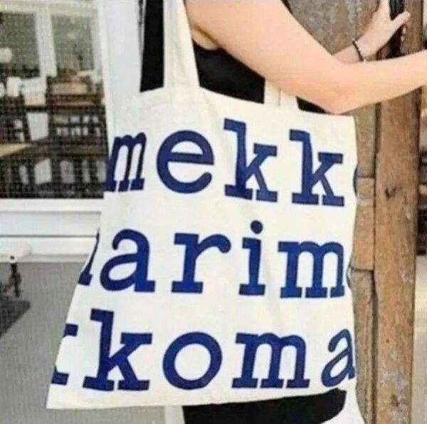 マリメッコ ロゴ トート バッグ エコ 北欧 marimekko 青 ブルー