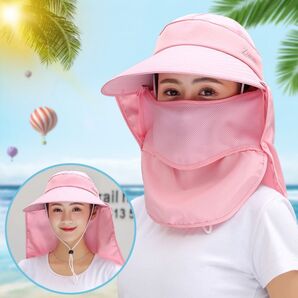 UVカット 帽子 サンバイザー 紫外線対策 エクラスタイル 日差しをしっかりガード ガーデニングハット 虫よけネット付