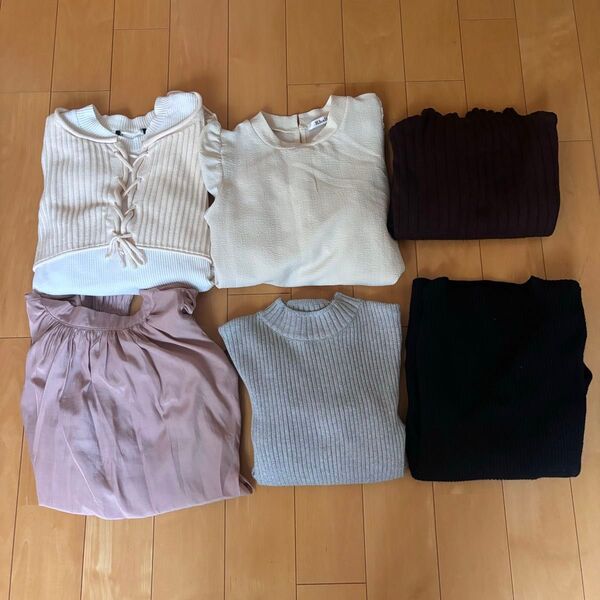 【まとめ売りセール】GRL SHINE トップス ニット 長袖 カットソー 足長効果 薄手 ブラウス ピンクブラウス 無地